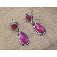  Echt zilveren Robijn oorbel stekers hangende druppel